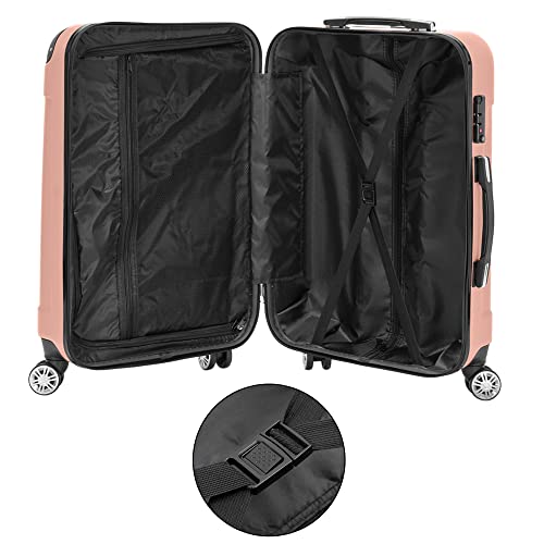 Karl home 3-Piece Luggage Set Travel Lightweight Suitcases with Rolling Wheels, TSA lock & Moulded Corner, Carry on Luggages for Business, Trip, Rose Gold (20"/24"/28")