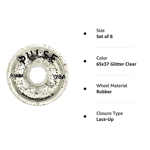 Atom Skates Quad Roller Wheels/Outdoor/Hardness 78A / 65x37 Glitter Clear Pulse Glitter/Set of 8