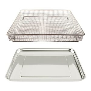 univen stainless steel baking tray pan and air fryer basket compatible with cuisinart airfryer toa-060 and toa-065