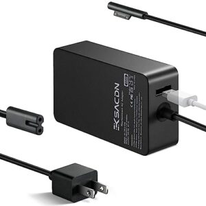 surface pro charger, 65w power supply adapter for microsoft surface pro x/9/8/7/6/5/4/3, surface laptop 2/3/4, surface laptop go, surface go, surface book 1/2/3, with power cord