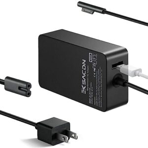 Surface Pro Charger, 65W Power Supply Adapter for Microsoft Surface Pro X/9/8/7/6/5/4/3, Surface Laptop 2/3/4, Surface Laptop Go, Surface Go, Surface Book 1/2/3, with Power Cord