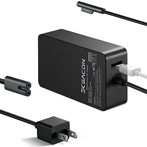 Surface Pro Charger, 65W Power Supply Adapter for Microsoft Surface Pro X/9/8/7/6/5/4/3, Surface Laptop 2/3/4, Surface Laptop Go, Surface Go, Surface Book 1/2/3, with Power Cord