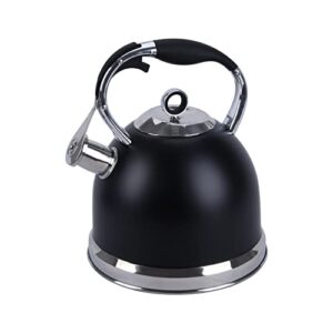 foedo tea kettle, 3 quart whistling tea kettle for stovetop with cool grip ergonomic handle, food grade stainless steel tea pots for stove top, gas electric applicable