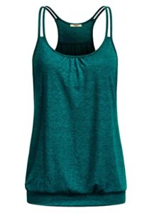 miusey yoga tops for women loose fit womens tank tops loose fit knit sleeveless bottom banded strappy lightweight active tunic tank tops green xx-large
