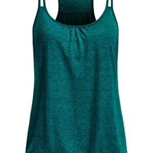 Miusey Yoga Tops for Women Loose Fit Womens Tank Tops Loose Fit Knit Sleeveless Bottom Banded Strappy Lightweight Active Tunic Tank Tops Green XX-Large