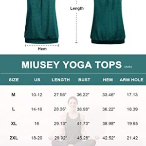 Miusey Yoga Tops for Women Loose Fit Womens Tank Tops Loose Fit Knit Sleeveless Bottom Banded Strappy Lightweight Active Tunic Tank Tops Green XX-Large