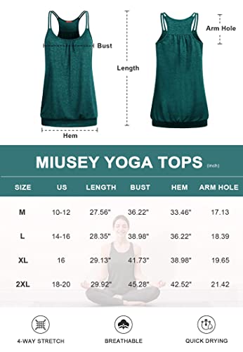 Miusey Yoga Tops for Women Loose Fit Womens Tank Tops Loose Fit Knit Sleeveless Bottom Banded Strappy Lightweight Active Tunic Tank Tops Green XX-Large