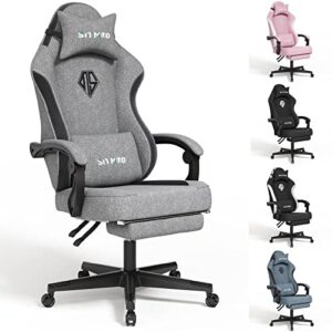 sitmod gaming chair with footrest-computer ergonomic video game chair-backrest and seat height adjustable swivel task chair for adults with lumbar support(gray)-fabric