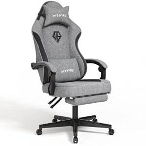 SITMOD Gaming Chair with Footrest-Computer Ergonomic Video Game Chair-Backrest and Seat Height Adjustable Swivel Task Chair for Adults with Lumbar Support(Gray)-Fabric