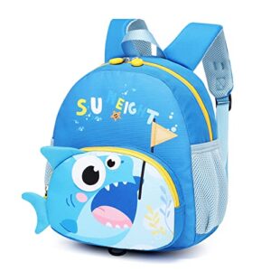 netlmfg backpack harness for toddlers, kids 3d cartoon shark casual bags for boys girls - lightweight waterproof mini backpack (12m+)