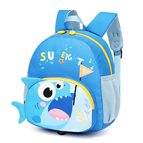 Netlmfg Backpack Harness for Toddlers, Kids 3D Cartoon Shark Casual Bags for Boys Girls - Lightweight Waterproof Mini Backpack (12M+)