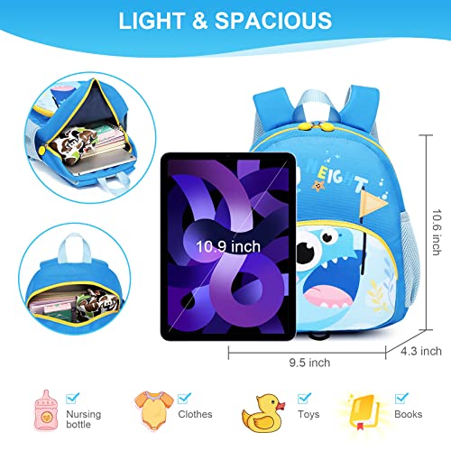 Netlmfg Backpack Harness for Toddlers, Kids 3D Cartoon Shark Casual Bags for Boys Girls - Lightweight Waterproof Mini Backpack (12M+)