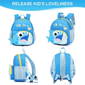 Netlmfg Backpack Harness for Toddlers, Kids 3D Cartoon Shark Casual Bags for Boys Girls - Lightweight Waterproof Mini Backpack (12M+)