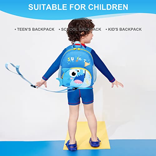 Netlmfg Backpack Harness for Toddlers, Kids 3D Cartoon Shark Casual Bags for Boys Girls - Lightweight Waterproof Mini Backpack (12M+)