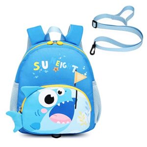 Netlmfg Backpack Harness for Toddlers, Kids 3D Cartoon Shark Casual Bags for Boys Girls - Lightweight Waterproof Mini Backpack (12M+)