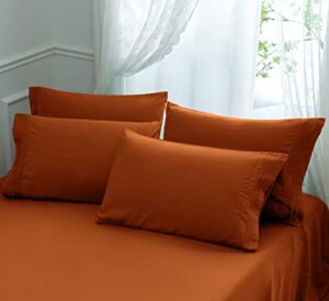 aormenzy microfiber pillow cases - standard size set of 4-1800 thread count ultra soft rust pillowcases - wrinkle resistant pillow covers with envelope closure - 20" x 26"