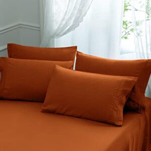 Aormenzy Microfiber Pillow Cases - Standard Size Set of 4-1800 Thread Count Ultra Soft Rust Pillowcases - Wrinkle Resistant Pillow Covers with Envelope Closure - 20" x 26"