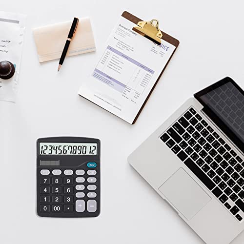 EooCoo Basic Standard Calculator 12 Digit Desktop Calculator with Large LCD Display and Sensitive Button for Office, School, Home & Business Use - Black