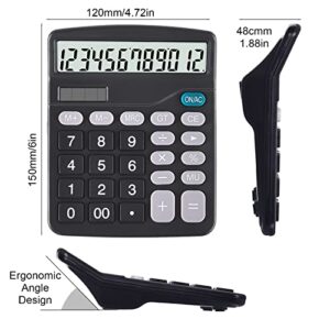 EooCoo Basic Standard Calculator 12 Digit Desktop Calculator with Large LCD Display and Sensitive Button for Office, School, Home & Business Use - Black