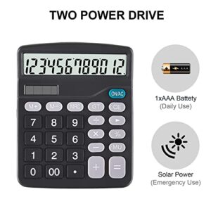 EooCoo Basic Standard Calculator 12 Digit Desktop Calculator with Large LCD Display and Sensitive Button for Office, School, Home & Business Use - Black