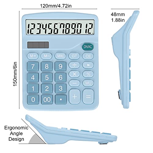EooCoo Basic Standard Calculator 12 Digit Desktop Calculator with Large LCD Display and Sensitive Button for Office, School, Home & Business Use - Blue