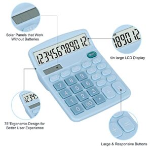 EooCoo Basic Standard Calculator 12 Digit Desktop Calculator with Large LCD Display and Sensitive Button for Office, School, Home & Business Use - Blue