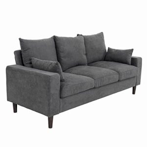 panana 3 seater sofa couches for living room modern linen fabric couch for apartment and small space, grey