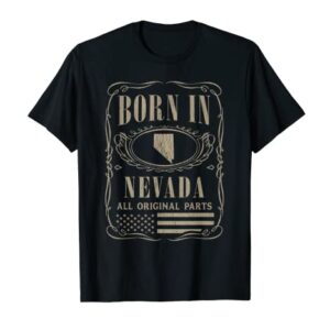 Vintage Classic America Land Map US States Born Nevada T-Shirt