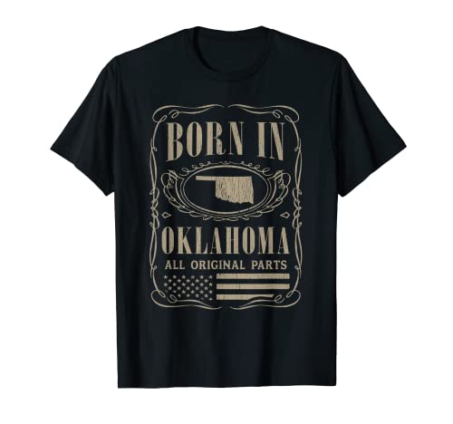 Vintage Classic America Land Map US States Born Oklahoma T-Shirt