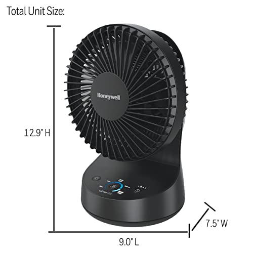 Honeywell QuietSet 5 Oscillating Table Fan, Black – Personal and Small Room Fan with Quiet Operation and 5 Levels of Power and Sound