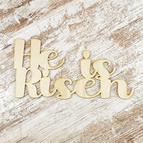 He is Risen Easter Wood Cutouts for Crafts - Wooden Shapes 5mm (0.2 Inches) Thick Birch - Wreath Enhancement Add On