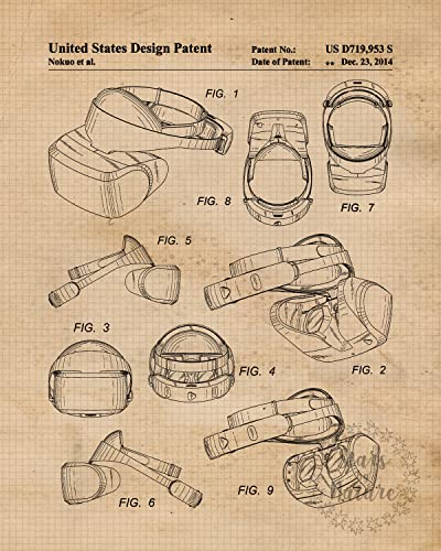 Classic VR Goggles Headset Patent Prints, 4 (8x10) Unframed Photos, Wall Art Decor Gifts Under 20 for Home Office Man Cave School Student Teacher Computer Science Programmer Gamer