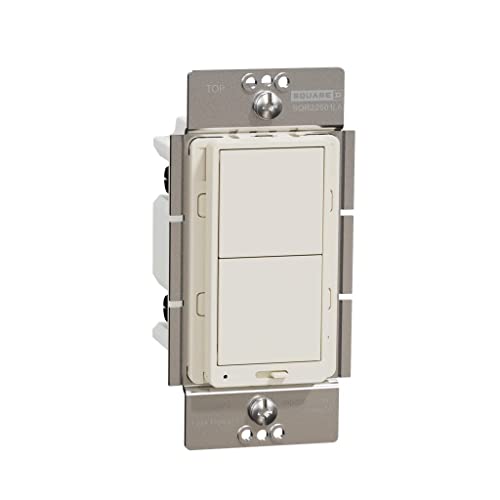 Square D by Schneider Electric Square D X Series 15 Amp Dimmer Light Switch Single-Pole/3-Way for LED, Halogen, Incandescent, and CFL Lighting, 600 Watt, Rocker, Matte Light Almond (SQR22601LA)