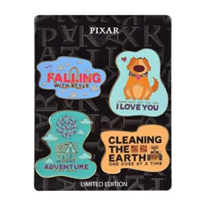 Disney Pixar Enamel Pin Set, Pack of 4 Pieces, 1.75”, Limited Edition Collectors Pins, Themed Jewelry with Art and Quotes from Up, Toy Story and WALL-E, Amazon Exclusive