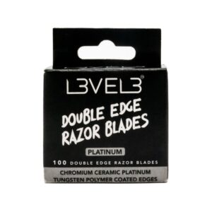 level 3 double edge razor blades - platinum coated, stainless steel razor blades for the close shave - for double edged safety razors - 100 count (1)