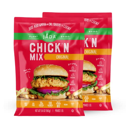 Vegan Ground Chicken Mix - MIX, SHAPE, COOK The Best Vegan Chicken Meals - Shape Into Vegan Nuggets, Patties, Tenders - Baked, Grilled or Fried Chicken (Original 2pack)