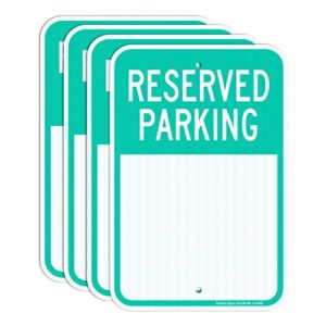 faittoo blank reserved parking signs, 4-pack 18 x 12 inch engineer grade reflective aluminum signs, weather/fade resistant, uv protected, easy to install and read, indoor/outdoors use