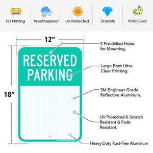 Faittoo Blank Reserved Parking Signs, 4-Pack 18 x 12 Inch Engineer Grade Reflective Aluminum Signs, Weather/Fade Resistant, UV Protected, Easy to Install and Read, Indoor/Outdoors Use