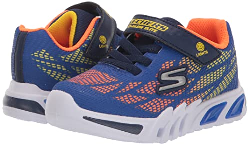 Skechers Kids Boy's Flex-Glow Elite-Vorlo Sneaker, Royal/Orange, 10 Toddler