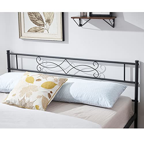 VECELO 14" Queen Size Metal Platform Bed Frame with Headboard,Premium Steel Slat Support No Box Spring Needed,Noise-Free Anti-Slip,Easy Assembly
