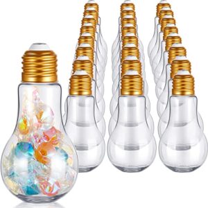 36 pcs light bulb jars clear plastic candy jars bulb vase christmas ornaments light bulb storage containers with lids fillable light bulb for candy christmas tree hanging decorations(gold)