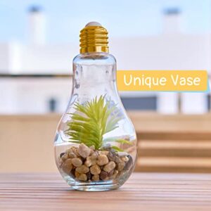 36 PCS Light Bulb Jars Clear Plastic Candy Jars Bulb Vase Christmas Ornaments Light Bulb Storage Containers with Lids Fillable Light Bulb for Candy Christmas Tree Hanging Decorations(Gold)