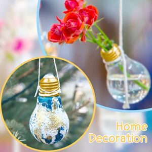 36 PCS Light Bulb Jars Clear Plastic Candy Jars Bulb Vase Christmas Ornaments Light Bulb Storage Containers with Lids Fillable Light Bulb for Candy Christmas Tree Hanging Decorations(Gold)