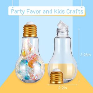 36 PCS Light Bulb Jars Clear Plastic Candy Jars Bulb Vase Christmas Ornaments Light Bulb Storage Containers with Lids Fillable Light Bulb for Candy Christmas Tree Hanging Decorations(Gold)