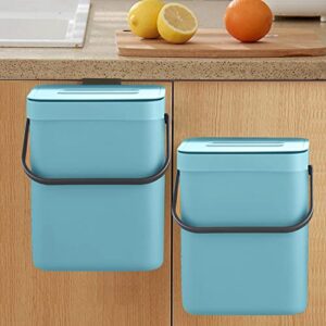small trash can with lid, lalastar compost bin indoor kitchen sealed under sink for kitchen, food waste bin for countertop, mountable garbage can for bathroom, rv, 5l/1.3 gal, blue