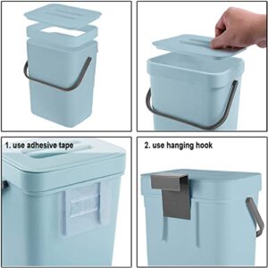 Small Trash Can with Lid, LALASTAR Compost Bin Indoor Kitchen Sealed Under Sink for Kitchen, Food Waste Bin for Countertop, Mountable Garbage Can for Bathroom, RV, 5L/1.3 Gal, Blue