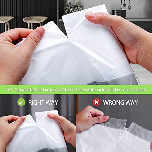 4 Gallon 120 Counts Strong Drawstring Trash Bags Garbage Bags by Teivio, Bathroom Trash Can Bin Liners, Small Plastic Bags for home office kitchen, White