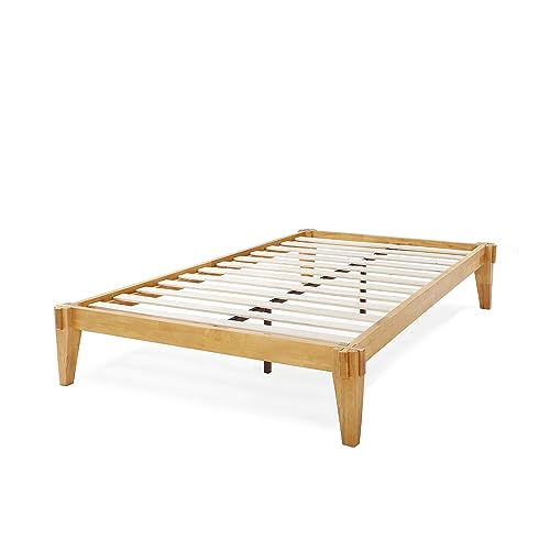 Bme Chalipa 14” Full Size Bed Frame - Wood Platform Bed - Wood Slat Support - No Box Spring Needed - Easy Assembly - Minimalist & Modern Style, Natural