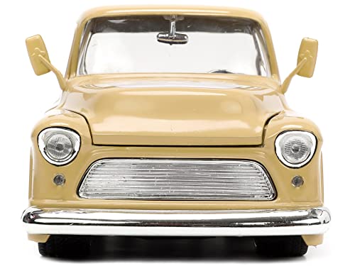 Jada Toys Just Trucks 1:24 1955 Chevy Stepside Pickup Die-cast Car Tan with Tire Rack, Toys for Kids and Adults (26144)