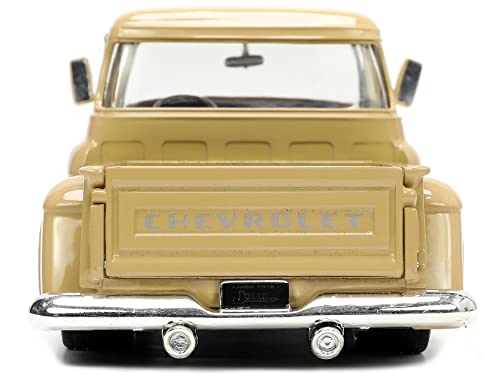 Jada Toys Just Trucks 1:24 1955 Chevy Stepside Pickup Die-cast Car Tan with Tire Rack, Toys for Kids and Adults (26144)